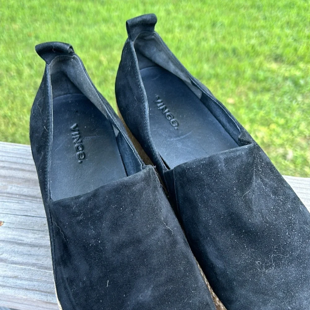VINCE Saxon Espadrille Platform Sneaker Black Suede Platform 9.5